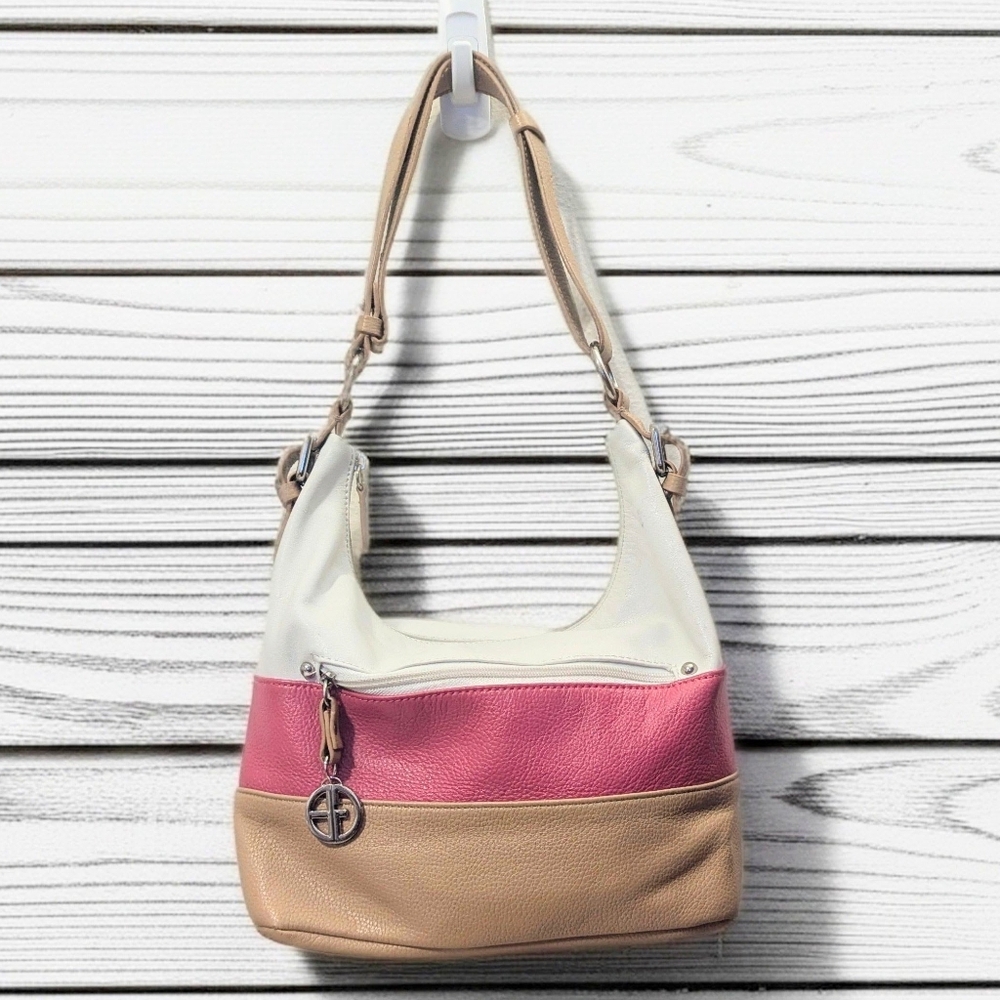 Gianni Bernini White, Pink and Tan Hobo Bag
